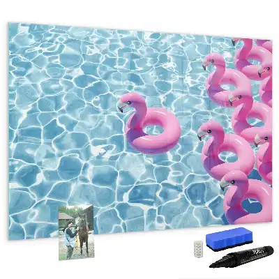 Magnetic glass dry erase board inflatable flamingos