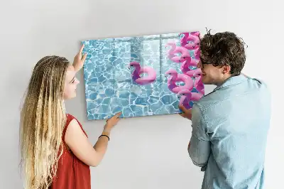 Magnetic glass dry erase board inflatable flamingos