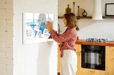 Magnetic marker board blue Earth map design