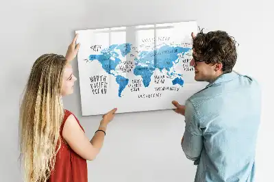 Magnetic marker board blue Earth map design