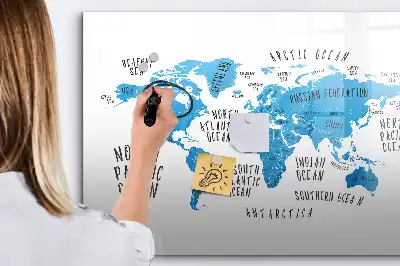 Magnetic marker board blue Earth map design