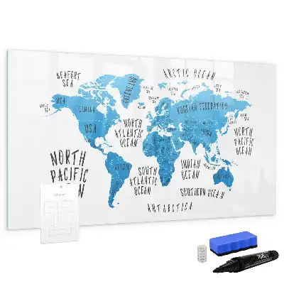 Magnetic marker board blue Earth map design