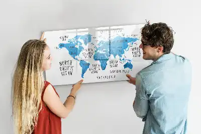 Magnetic marker board blue Earth map design