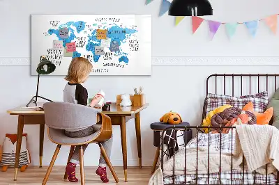 Magnetic marker board blue Earth map design