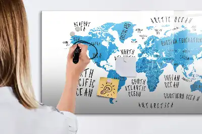 Magnetic marker board blue Earth map design