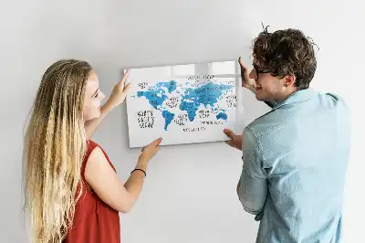 Magnetic marker board blue Earth map design