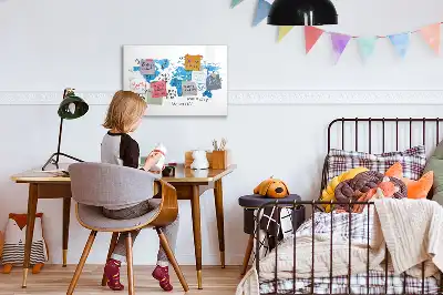 Magnetic marker board blue Earth map design