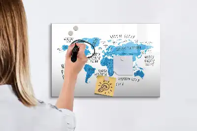 Magnetic marker board blue Earth map design