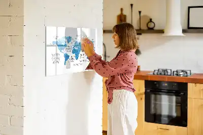 Magnetic marker board blue Earth map design
