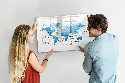 Magnetic marker board blue Earth map design