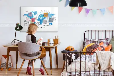 Magnetic marker board blue Earth map design