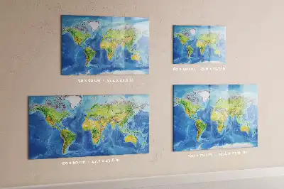 Magnetic glass dry erase board world map design
