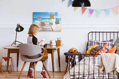 Magnetic marker board tropical island design