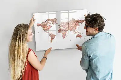 Magnetic marker board with an old map on brick print