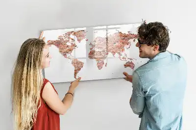 Magnetic marker board with an old map on brick print