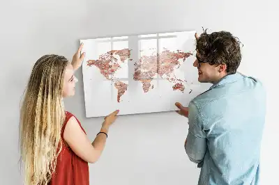Magnetic marker board with an old map on brick print