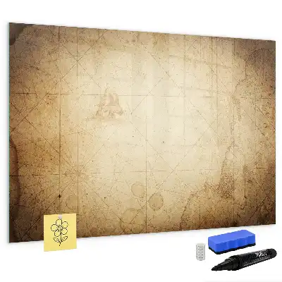 Magnetic marker board with an old world map print