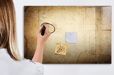 Magnetic marker board with an old world map print