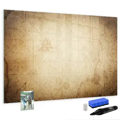 Magnetic marker board with an old world map print