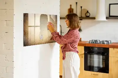 Magnetic marker board with an old world map print