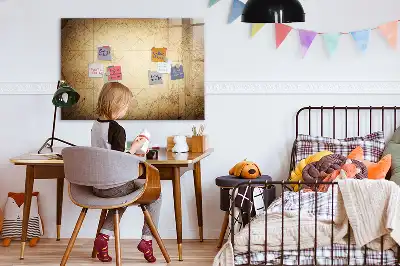Magnetic marker board with an old world map print