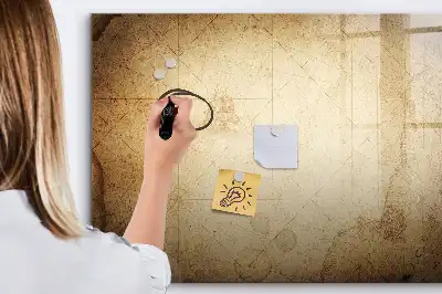 Magnetic marker board with an old world map print