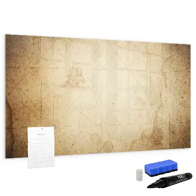Magnetic marker board with an old world map print