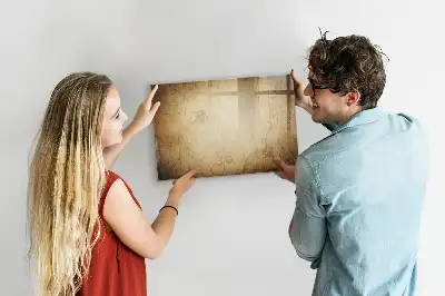 Magnetic marker board with an old world map print