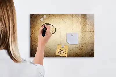 Magnetic marker board with an old world map print
