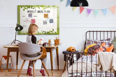 Magnetic glass dry erase board weekly menu planner