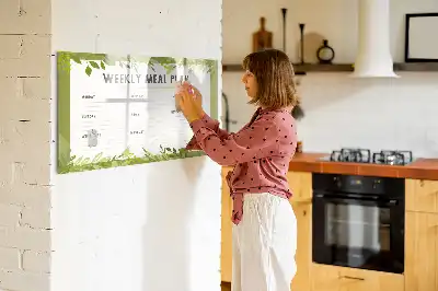 Magnetic glass dry erase board weekly menu planner