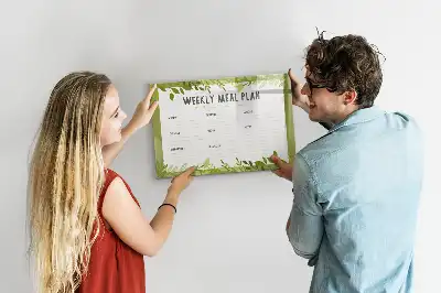 Magnetic glass dry erase board weekly menu planner