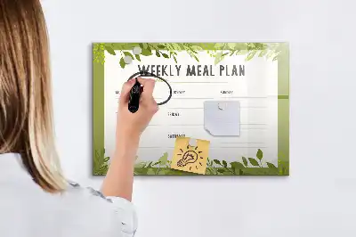 Magnetic glass dry erase board weekly menu planner