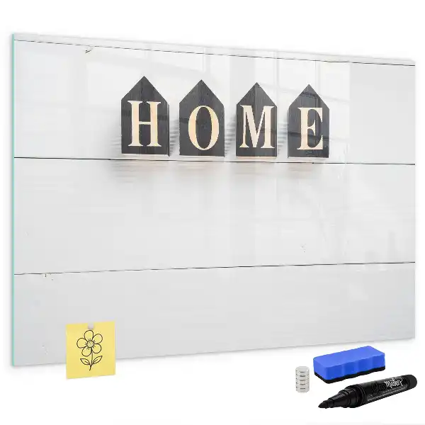 Magnetic glass dry erase board Home text