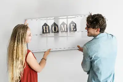Magnetic glass dry erase board Home text
