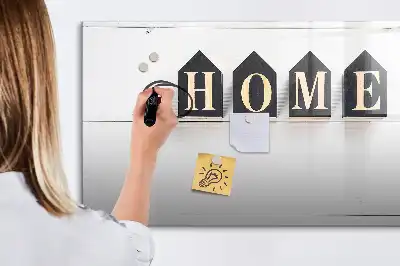 Magnetic glass dry erase board Home text