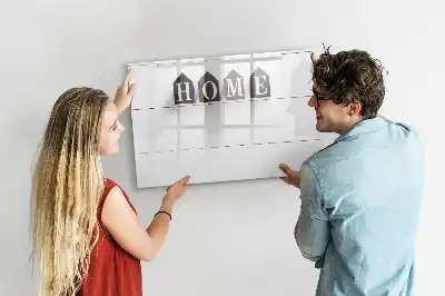 Magnetic glass dry erase board Home text
