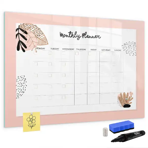 Magnetic marker board with flower planner design