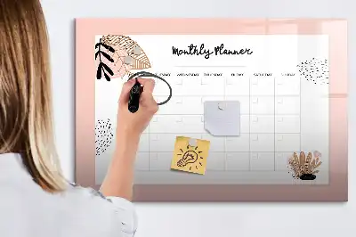 Magnetic marker board with flower planner design