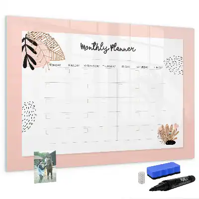 Magnetic marker board with flower planner design
