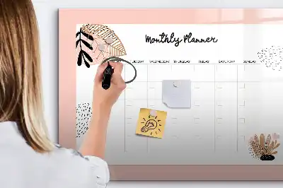 Magnetic marker board with flower planner design