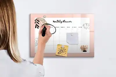 Magnetic marker board with flower planner design
