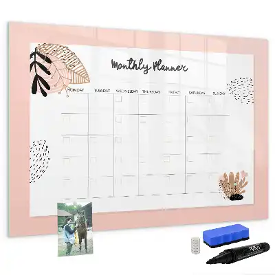 Magnetic marker board with flower planner design