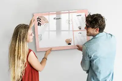 Magnetic glass dry erase board planner for notes