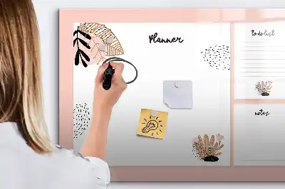 Magnetic glass dry erase board planner for notes