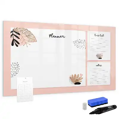 Magnetic glass dry erase board planner for notes