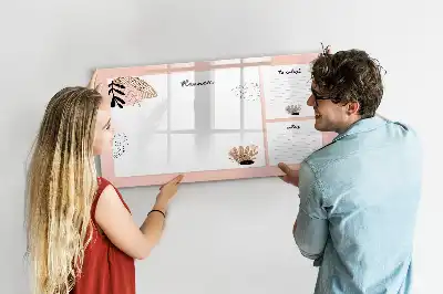 Magnetic glass dry erase board planner for notes