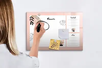 Magnetic glass dry erase board planner for notes