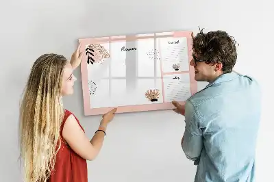 Magnetic glass dry erase board planner for notes