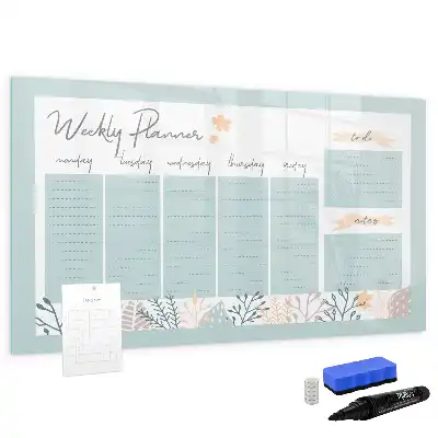 Magnetic marker board with weekly scheduling layout